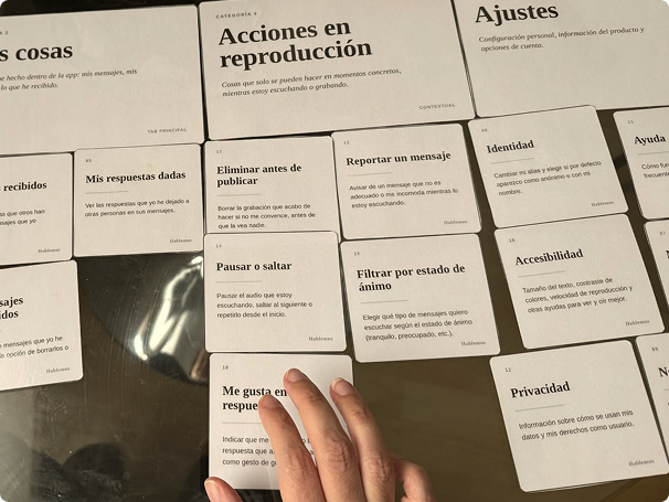 In person card sorting activity with printed cards